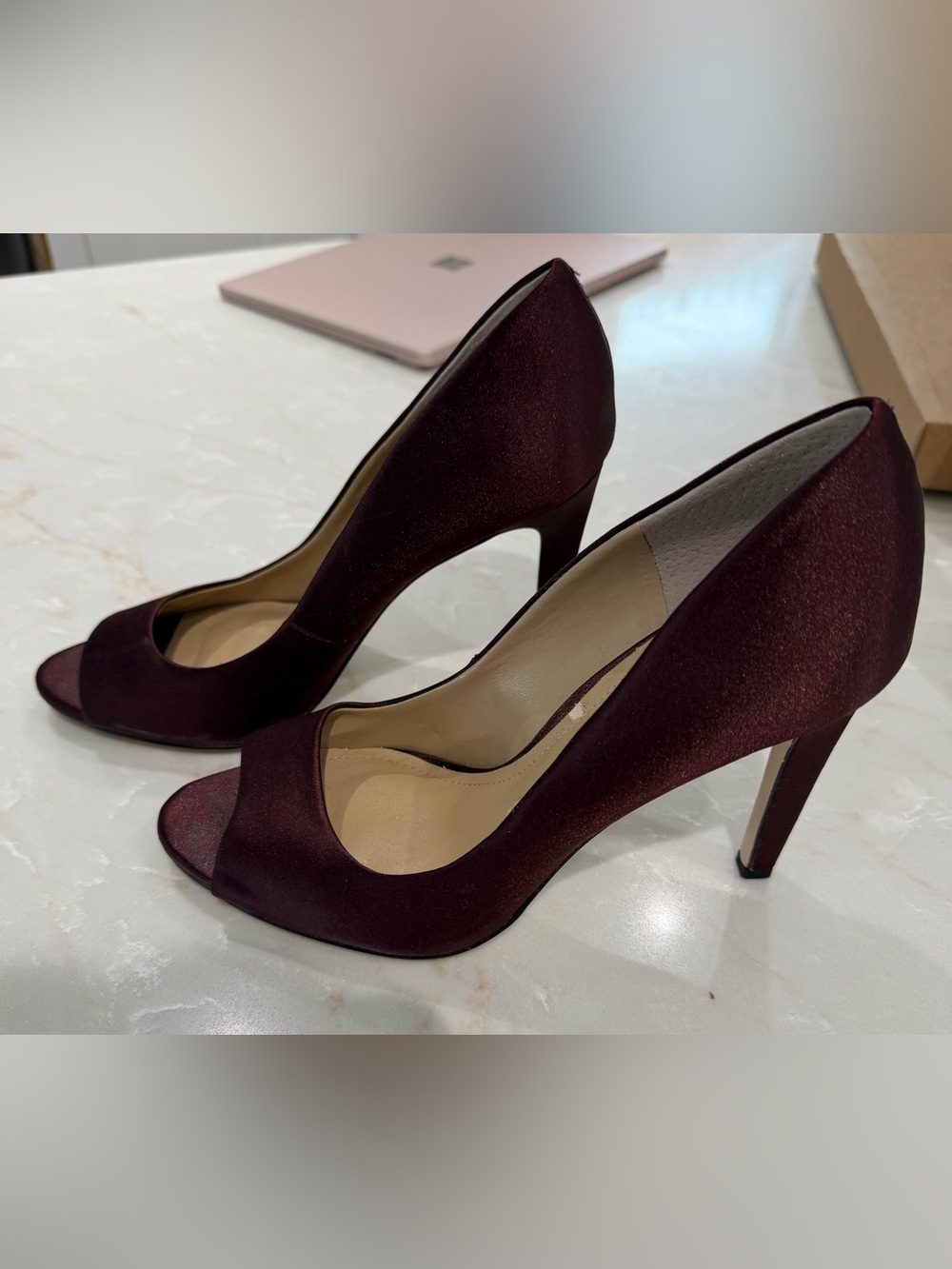 BCBGeneration Burgundy Peep-Toe High Heels